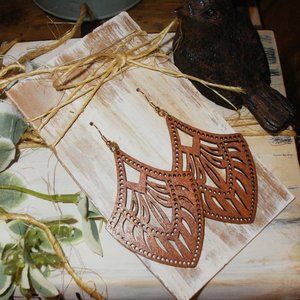 Wood Cut Out Dangle Earrings